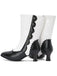 Vintage Leather Suede Button Mid Calf Boots
