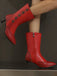 Vintage Leather Suede Button Mid Calf Boots