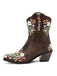 Vintage Pointed Embroidered Floral Chunky Heel Boots