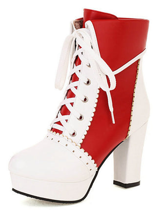 Vintage Leather Lace-Up Colorblock Martin Boots