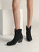 Retro Pointed Toe Solid Faux-Suede Ankle Boots