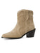 Retro Pointed Toe Solid Faux-Suede Ankle Boots