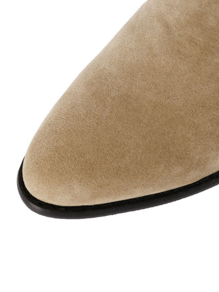 Retro Pointed Toe Solid Faux-Suede Ankle Boots