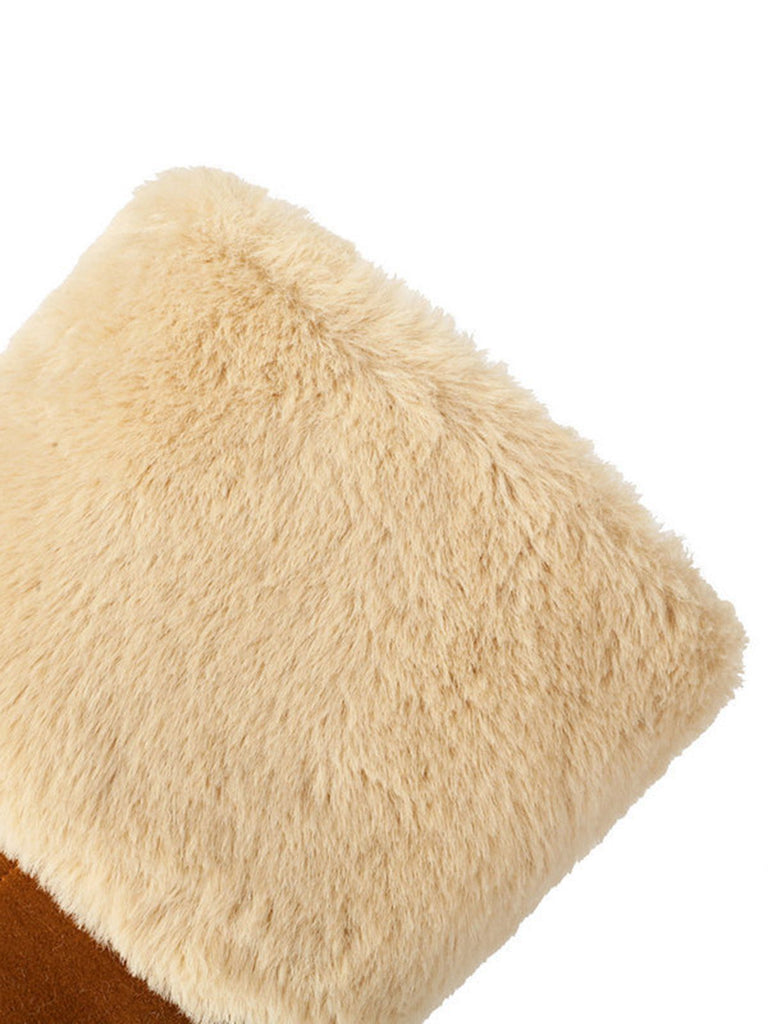 Vintage Contrasted Suede Plush Chunky Boots