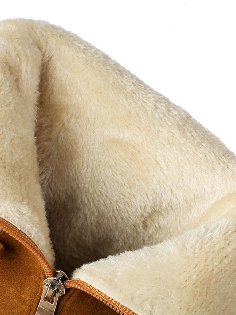 Vintage Contrasted Suede Plush Chunky Boots