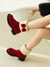 Winter Plush Trim Bow Round Toe Ankle Boots