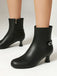 Retro Solid Faux Leather Side Zipper Ankle Boots
