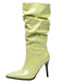 Vintage Solid Patent Leather Mid-Calf High Boots