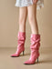 Vintage Solid Patent Leather Mid-Calf High Boots