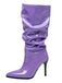Vintage Solid Patent Leather Mid-Calf High Boots