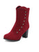 Vintage Suede Faux Fur Lining Studded Mid-Calf Boots