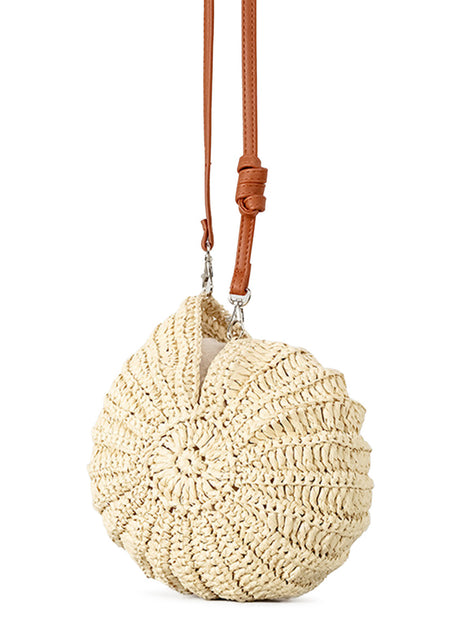Conch Shell Shaped Straw Woven Crossbody Shoulder Bag | Retro Stage