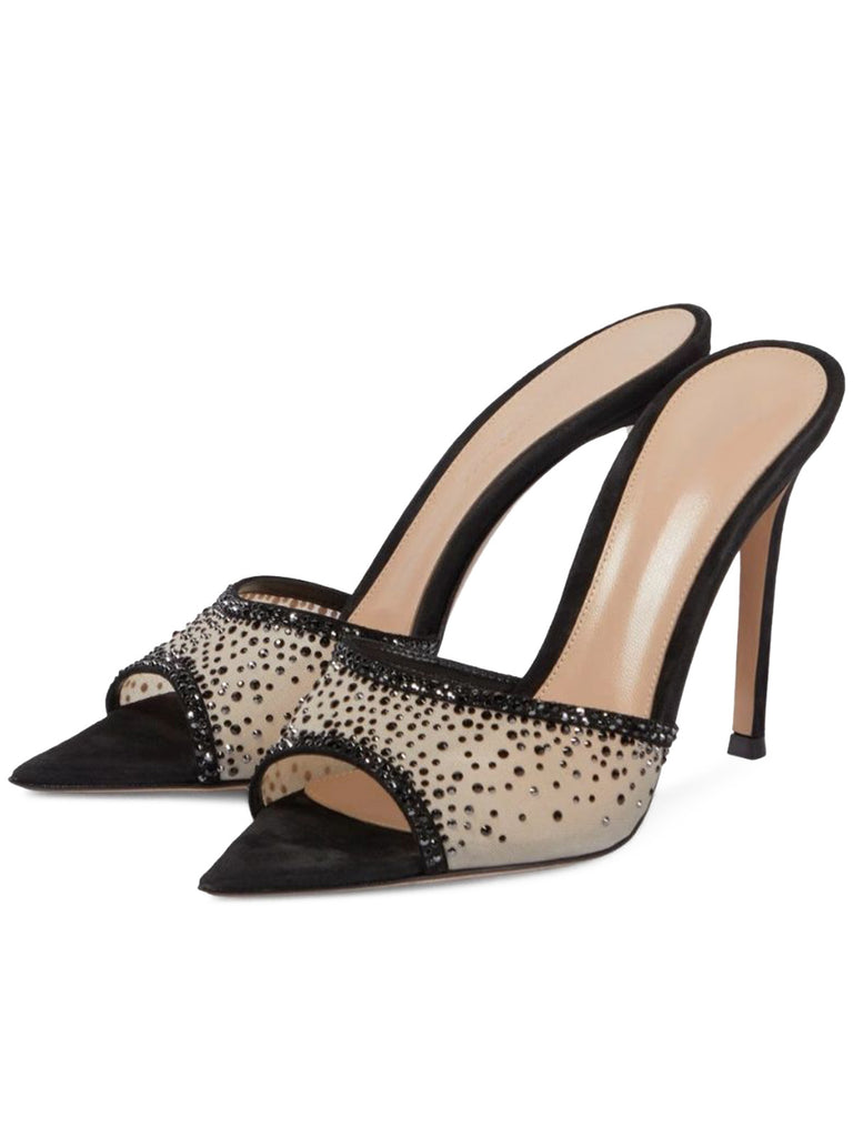 Rhinestone Pointed Toe High Heel Sandals, vintage shoes, retro heels - perfect for women who love vintage and retro fashion