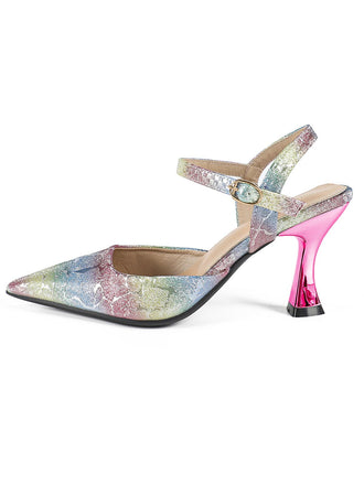 Retro Gradient Slingbacks Ankle Strap Heels, vintage shoes, retro heels - perfect for women who love vintage and retro fashion