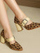 Leopard Buckle Strap Chunky High Heel Mary Jane Pumps