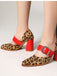 Leopard Buckle Strap Chunky High Heel Mary Jane Pumps