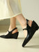 Faux Leather Pointed-Toe Wedge-Heeled Shoes with Buckles