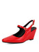 Faux Leather Pointed-Toe Wedge-Heeled Shoes with Buckles
