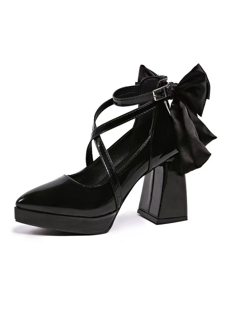 Pointed Toe Chunky Heel Classic Pumps 1