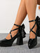 Pointed Toe Chunky Heel Classic Pumps 4