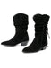 Fringe Lace-Up Western Mid-Calf Boots 1