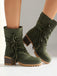 Suede 2-Way Fold-Over Fringe Chunky Heel Boots