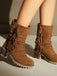 Suede 2-Way Fold-Over Fringe Chunky Heel Boots