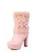 White Christmas Bow Faux Fur Shoes 1