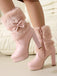 White Christmas Bow Faux Fur Shoes 4