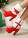 White Christmas Bow Faux Fur Shoes 9
