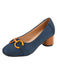 Blue & Orange Round Toe Chunky Heels Shoes