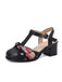 Vintage Bow Flower T-Buckle Chunky Heels