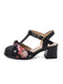 Vintage Bow Flower T-Buckle Chunky Heels