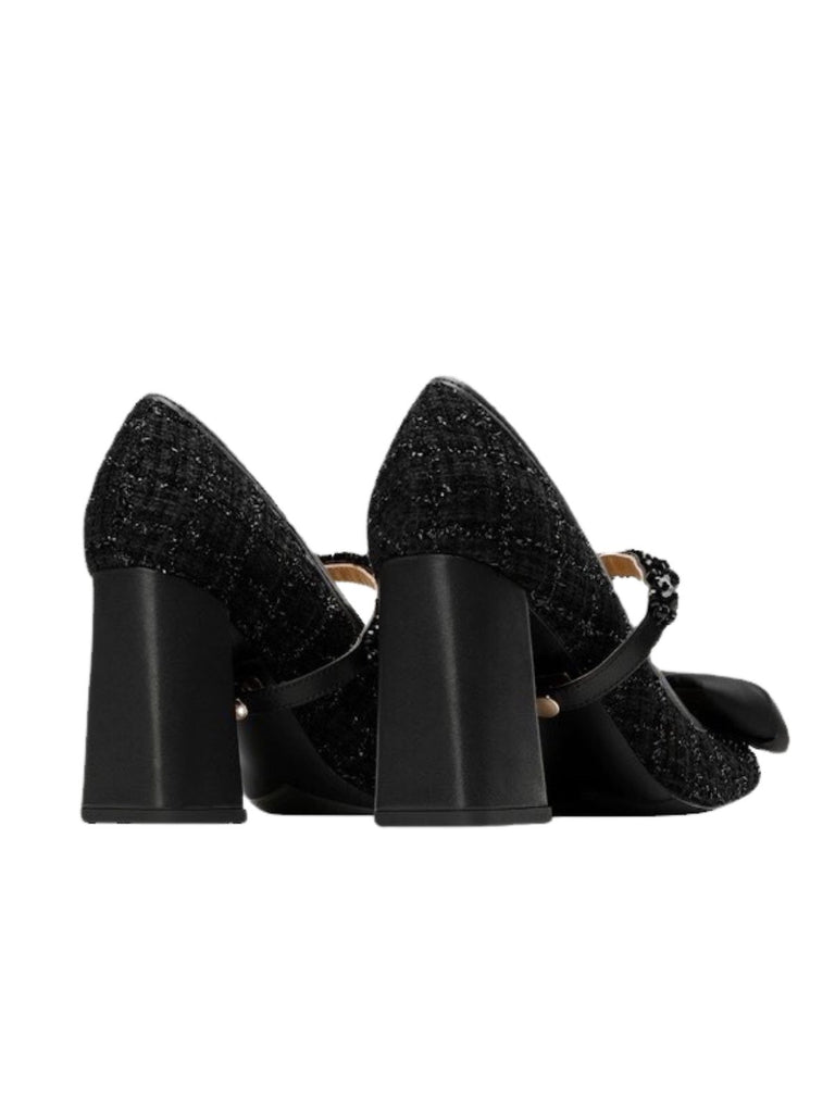 Retro Bowknot Chunky Heels Mary Jane Shoes