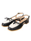 French Square-Toed Contrast Color Strappy Flat Shoes