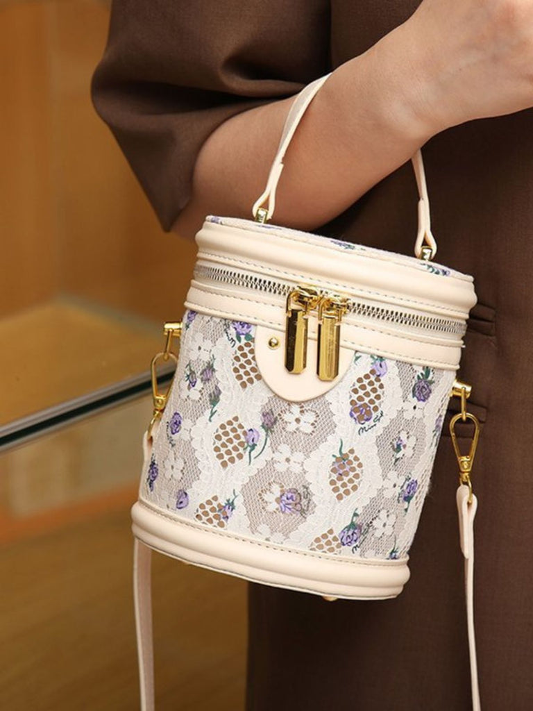 Retro Lace Floral Drum Bag