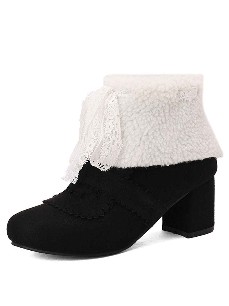 Christmas Bow High Heel Fur Shoes