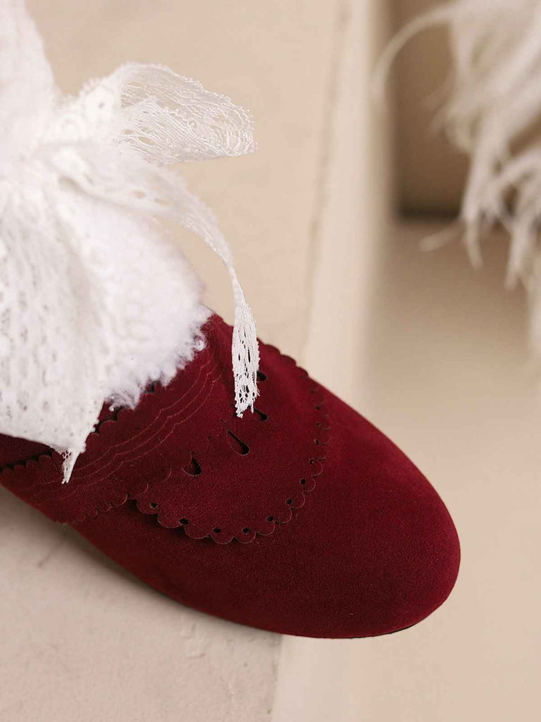 Christmas Bow High Heel Fur Shoes