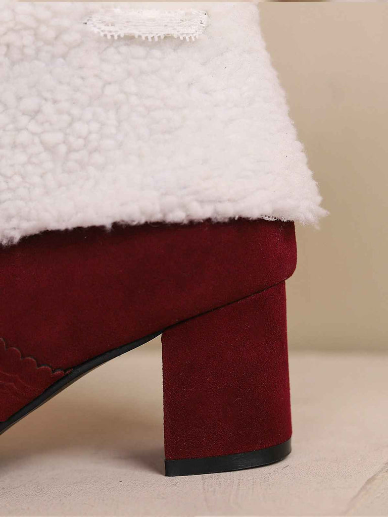 Christmas Bow High Heel Fur Shoes