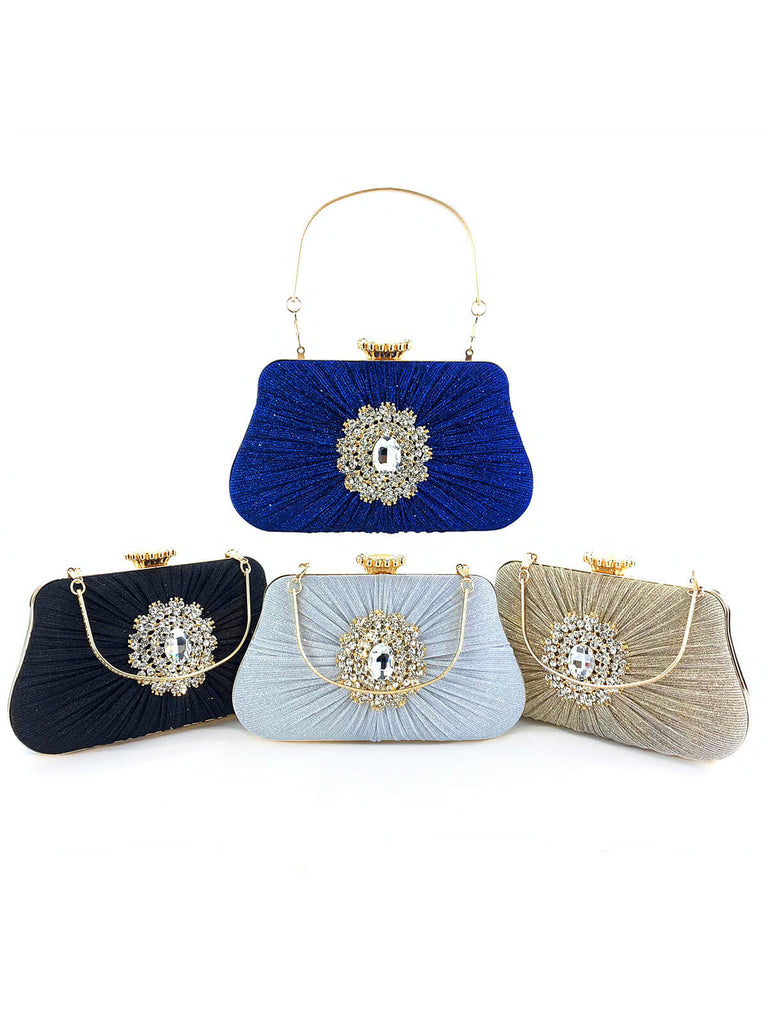 Vintage Pleated Crafted Rhinestone Bag