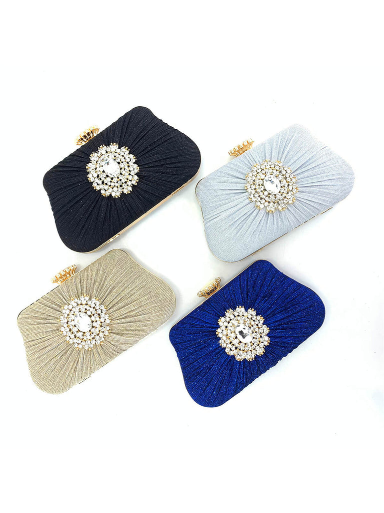 Vintage Pleated Crafted Rhinestone Bag