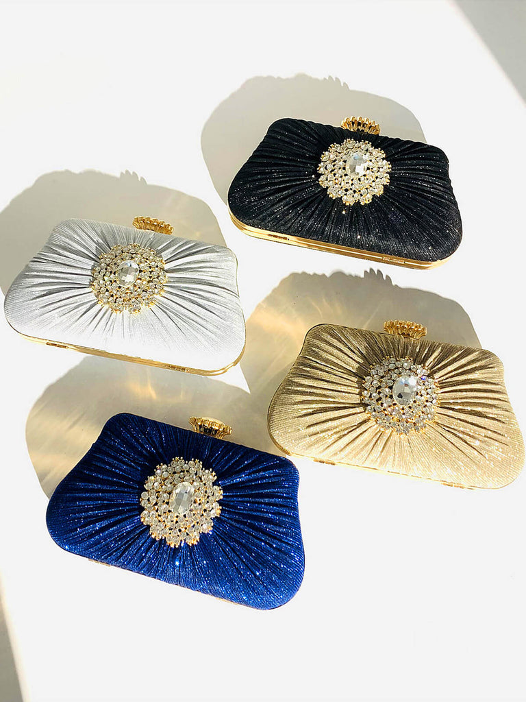 Vintage Pleated Crafted Rhinestone Bag