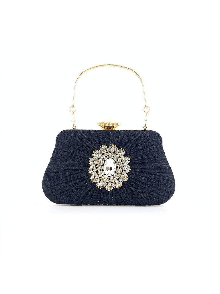 Vintage Pleated Crafted Rhinestone Bag