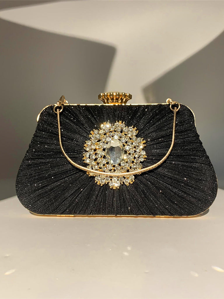 Vintage Pleated Crafted Rhinestone Bag