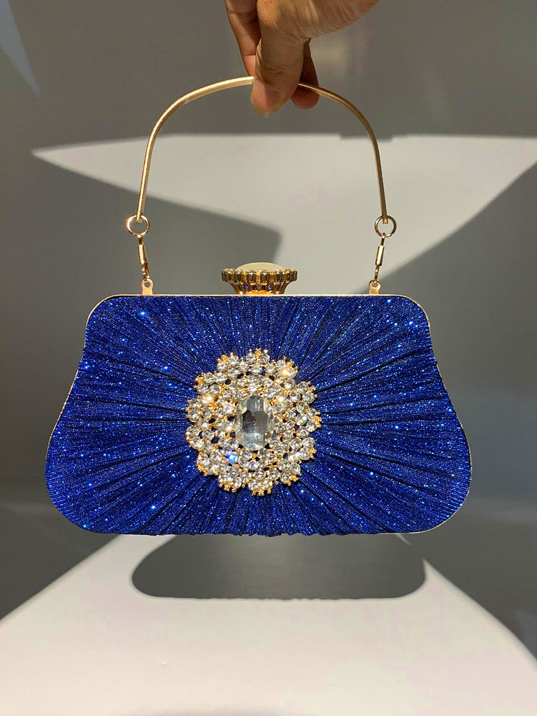 Vintage Pleated Crafted Rhinestone Bag