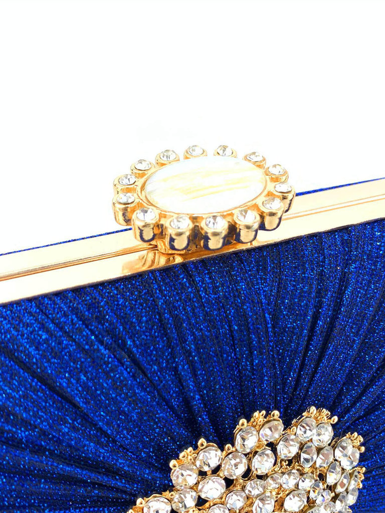 Vintage Pleated Crafted Rhinestone Bag