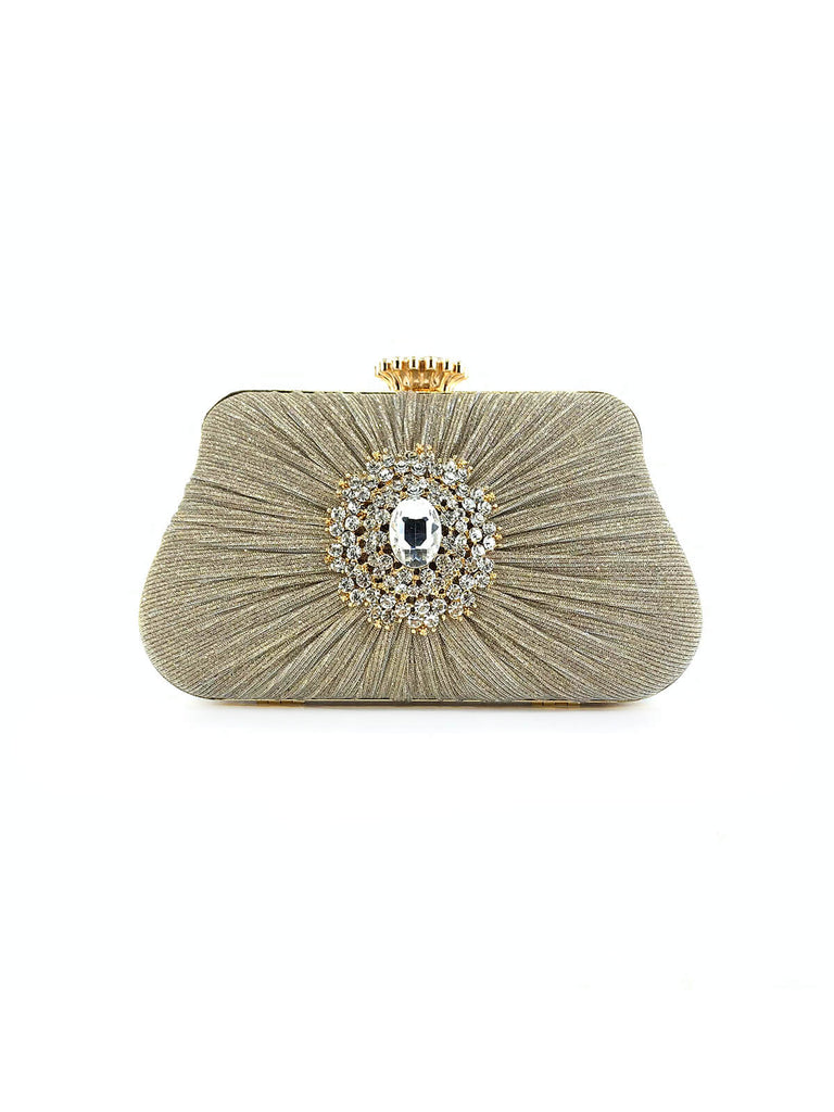Vintage Pleated Crafted Rhinestone Bag