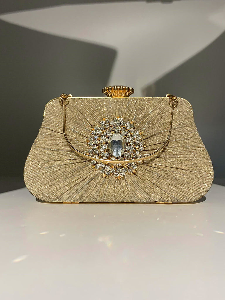 Vintage Pleated Crafted Rhinestone Bag