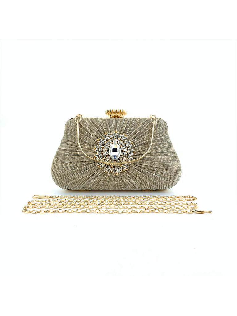 Vintage Pleated Crafted Rhinestone Bag