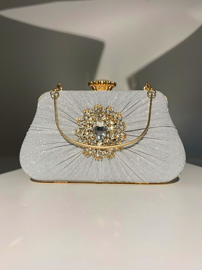 Vintage Pleated Crafted Rhinestone Bag